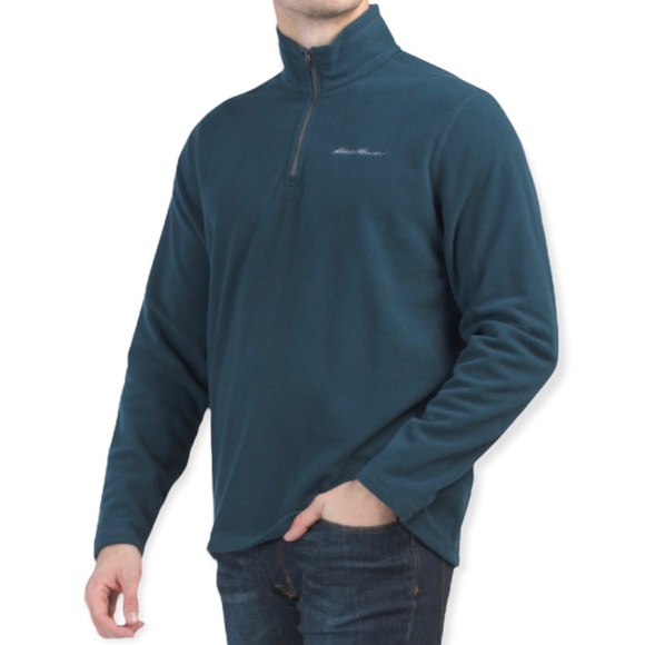 EDDIE BAUER Venture Sweatshirt Indigo Quarter Zip Fleece Pullover Jacket - Picture 3 of 8